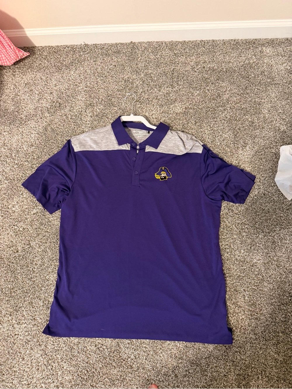 Columbia golf ECU Purple Short-Sleeve Polo Shirt with Gray Yoke XL/TG
